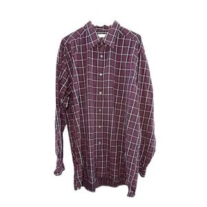 Martin Gordon Men's Long Sleeve Button Up Shirt Plaid Size XXL Tall Burgundy